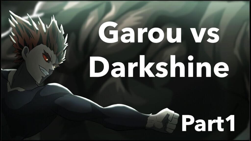 garou vs darkshine man with red hair and eyes