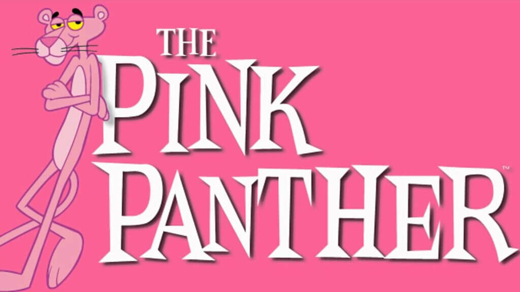 the panther of a pink color standing next to its name