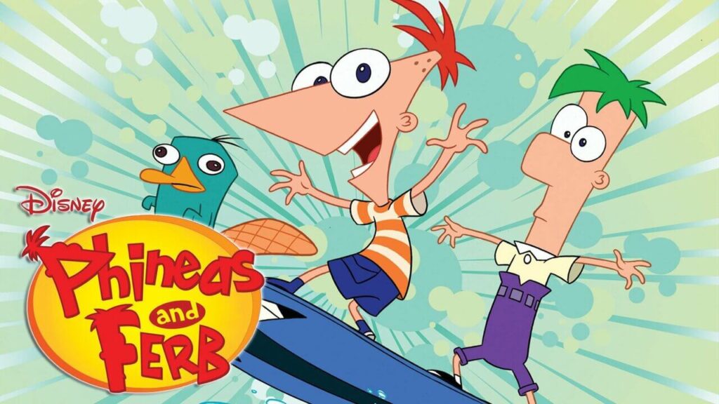 phineas and ferb surfing with perry the platypus